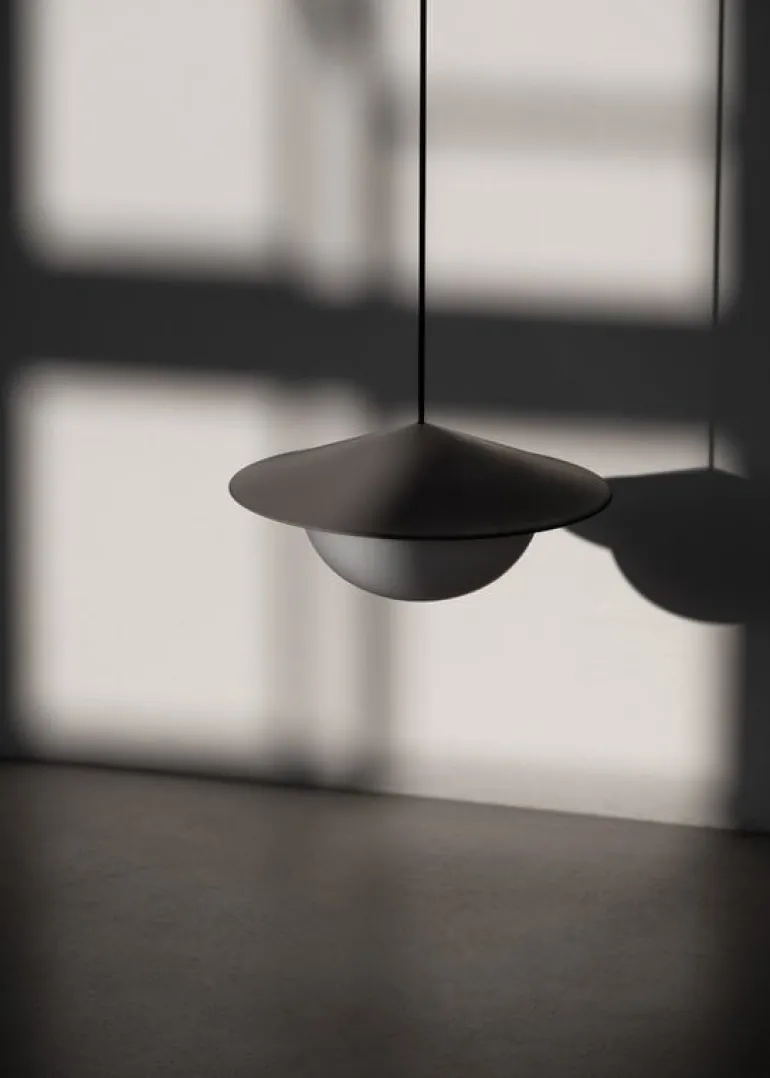 AGO Alley pendellampa, inbyggd LED, stor, lergrå