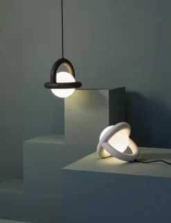 AGO Balloon bordslampa, dimbar, lergrå