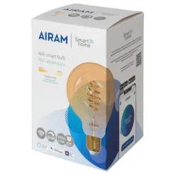 Airam SmartHome WiFi LED-lampa G95, E27 5,5 W 350 lm 1800–3000 K, bärn