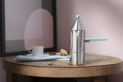 Alessi La conica manico lungo espressobryggare, stål - ljusblå