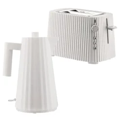 Alessi Plissé-set, brödrost och vattenkokare, 1,7 l, vit