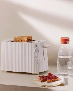 Alessi Plissé-set, brödrost och vattenkokare, 1,7 l, vit