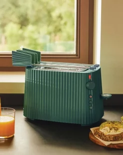 Alessi Plissé-set, brödrost och vattenkokare, 1,7 l, grön