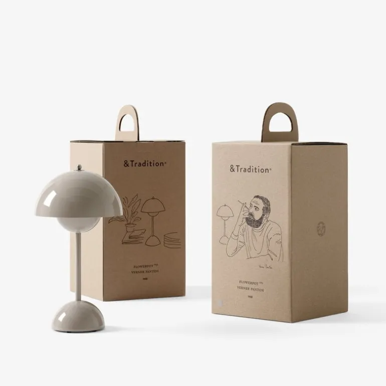 &Tradition Flowerpot VP9 bärbar bordslampa, grey beige