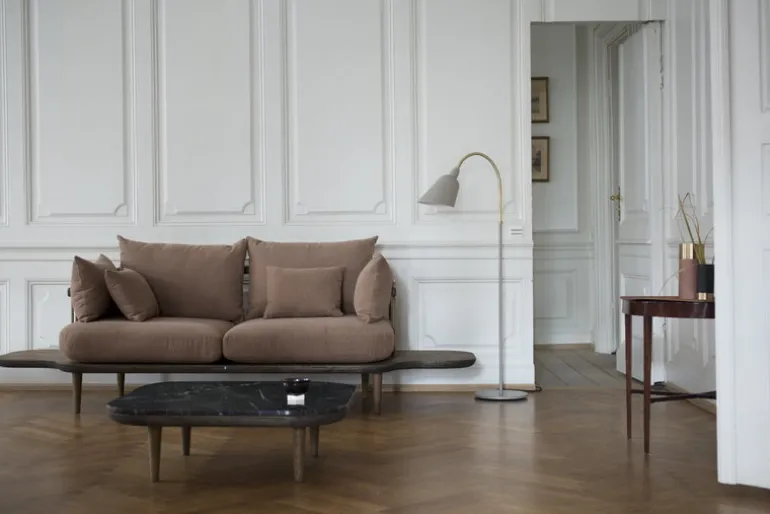 &Tradition Fly SC4 coffee table, smoked oak - black Marquina marble