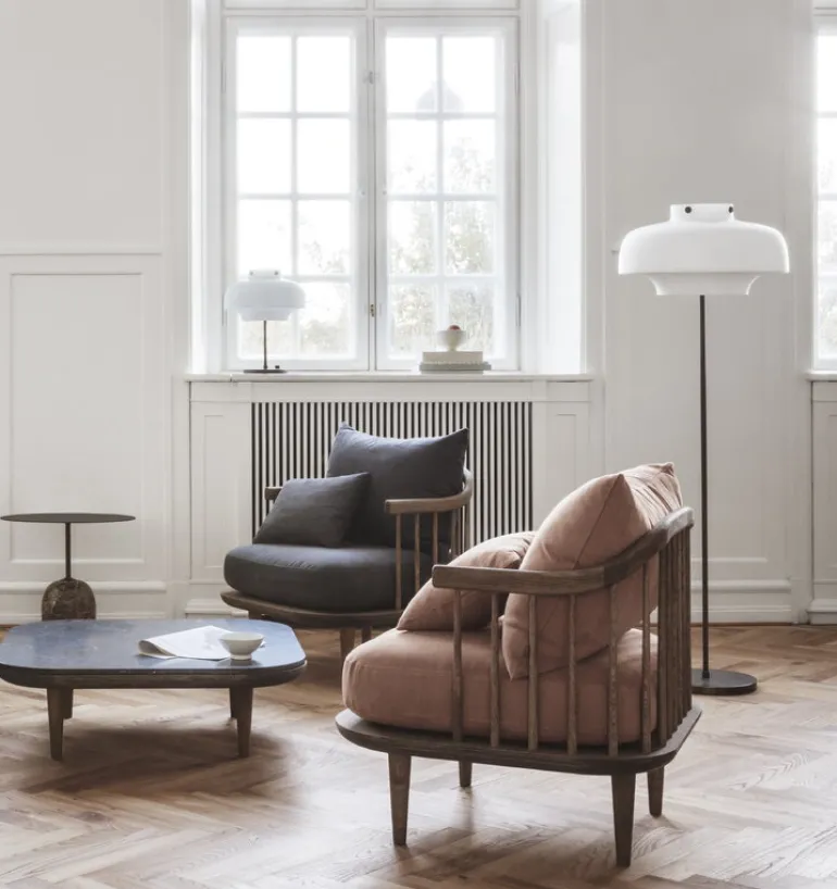 &Tradition Fly SC4 coffee table, smoked oak - black Marquina marble