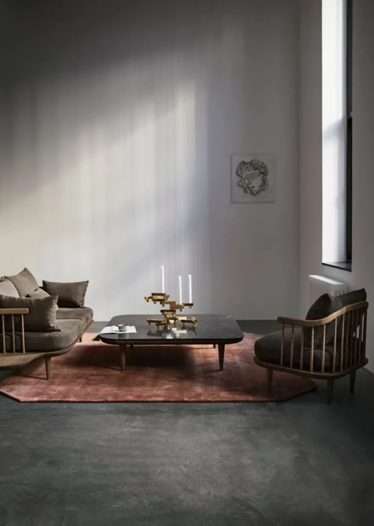 &Tradition Fly SC4 coffee table, smoked oak - black Marquina marble