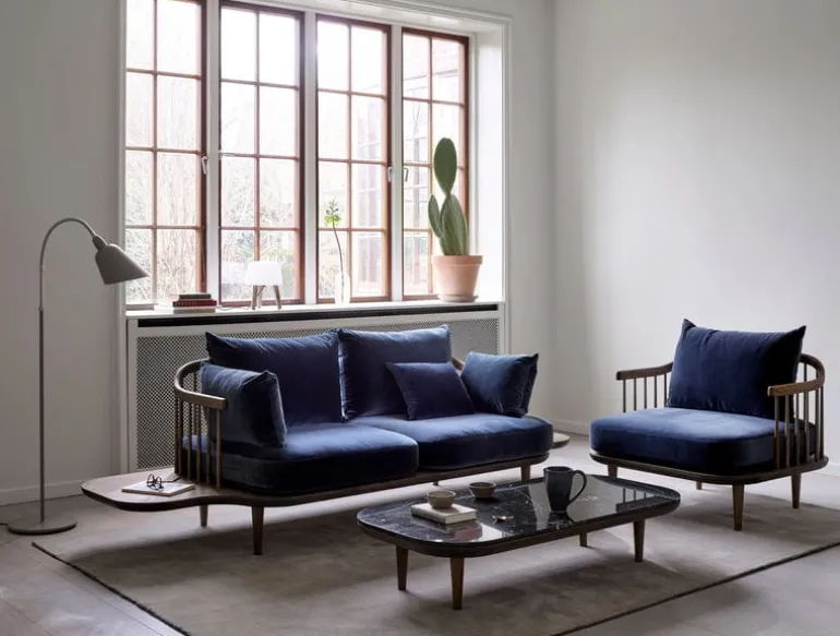 &Tradition Fly SC5 coffee table, smoked oak - black Marquina marble