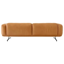 &Tradition Inland AV23 3-sitssoffa, svart - konjaksfärgat Noble-läder