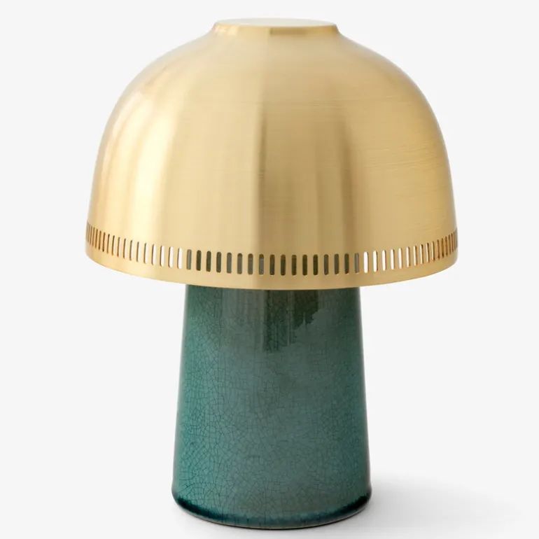 &Tradition Raku SH8 bärbar bordslampa, blågrön - mässing