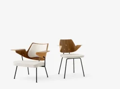 &Tradition RFH RD8 fåtölj, valnöt och bokfaner - beige