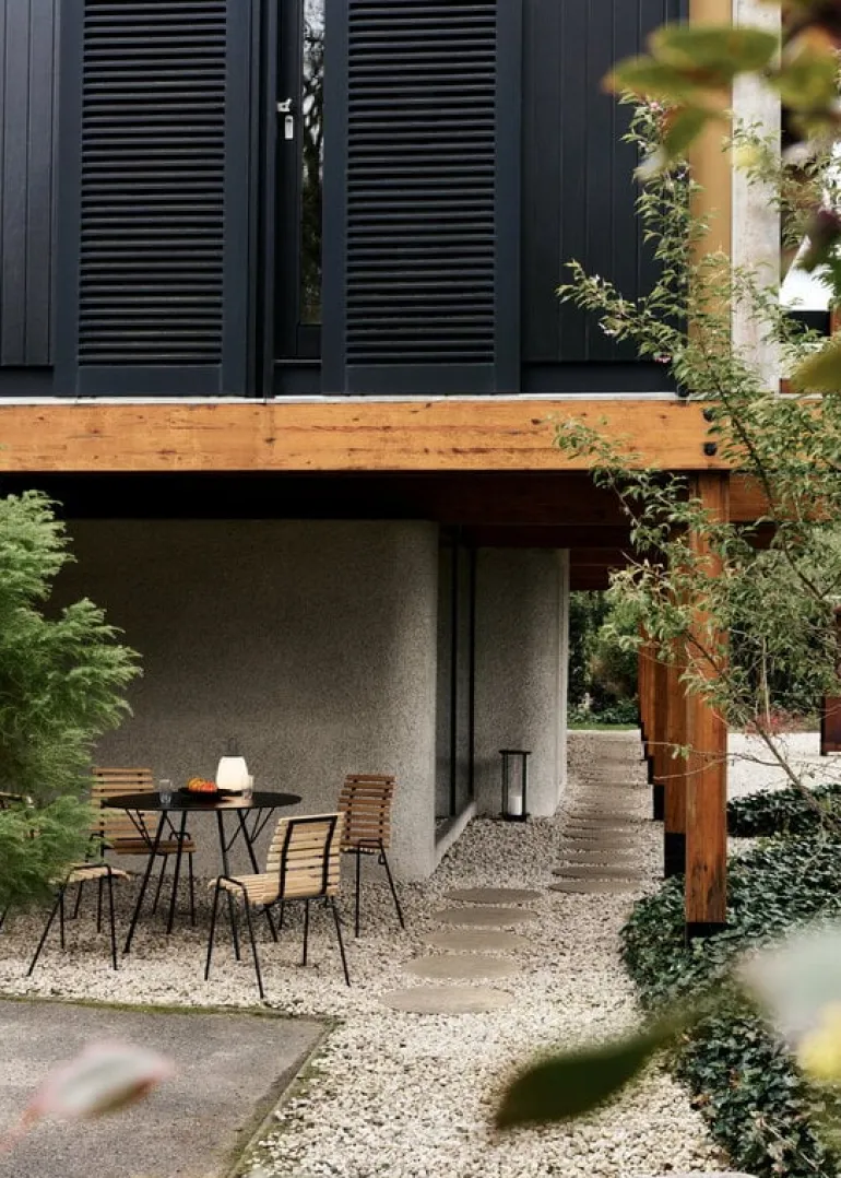 &Tradition RFH RD4, terrassstol, svart - teak