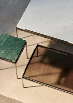 &Tradition Sett LN12 soffbord, rökfärgat glas - mörkt krom