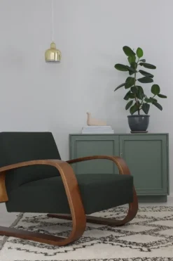 Artek Aalto Armchair 400 ”Tank”, valnöt - mörkgrön Vidar 972