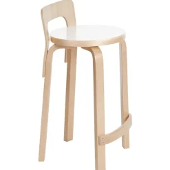 Artek Aalto barstol K65, vitt laminat