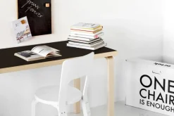 Artek Aalto bord 80A, björk - svart linoleum