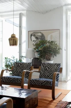 Artek Aalto fåtölj 402, björk - svart Hallingdal 190