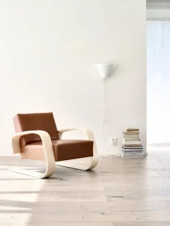 Artek Aalto fåtölj 400 ”Tankstolen”, björk - svart läder