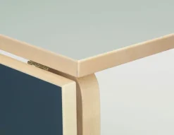 Artek Aalto klaffbord DL81C, björk - dimgrått/rökblått linoleum