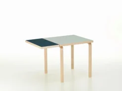 Artek Aalto klaffbord DL81C, björk - dimgrått/rökblått linoleum