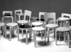 Artek Aalto pall E60, svart linoleum