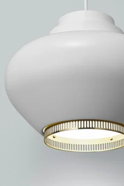 Artek Aalto pendellampa A333 "Turnip", vit - mässing