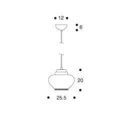 Artek Aalto pendellampa A333 "Turnip", vit