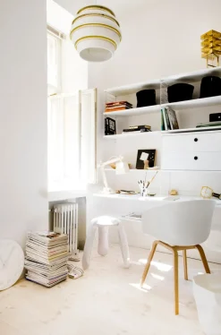 Artek Aalto pendellampa A331 ”Beehive”, vit - mässing