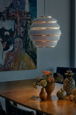 Artek Aalto pendellampa A331 ”Beehive”, vit - mässing