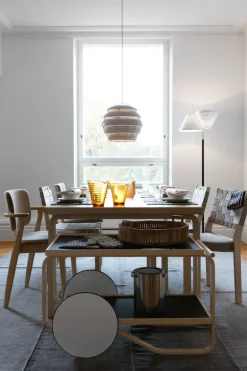 Artek Aalto pendellampa A331 ”Beehive”, vit - mässing