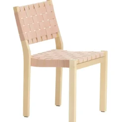 Artek Aalto stol 611, björk - naturlig/röd vävning