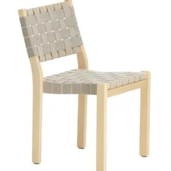 Artek Aalto stol 611, björk - naturlig/svart vävning