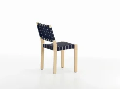 Artek Aalto stol 611, björk - svart/blå vävning