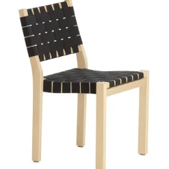 Artek Aalto stol 611, björk - svart vävning