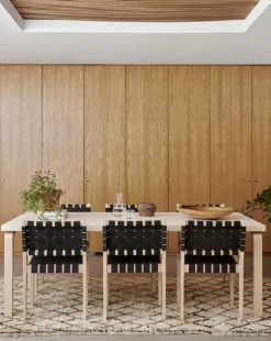 Artek Aalto stol 611, björk - svart vävning