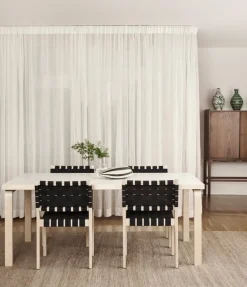 Artek Aalto stol 611, björk - svart vävning