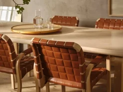 Artek Fåtölj 45 av Aalto, björk - cognac quiltat läder