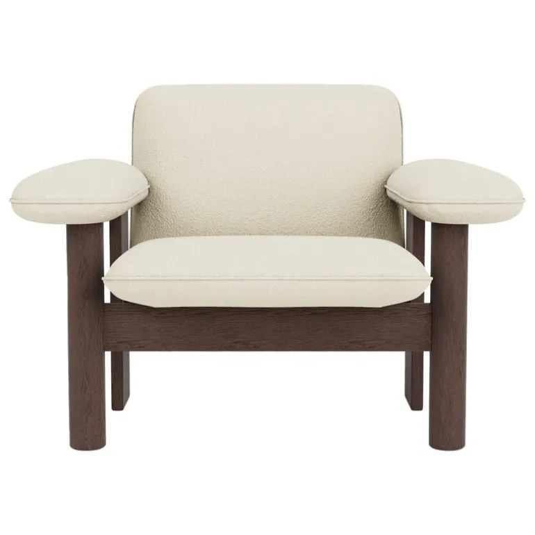 Audo Copenhagen Brasilia fåtölj, låg rygg, mörkbetsad ek - Baru vit 0200