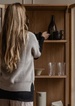 Audo Copenhagen Curiosity skåp, högt, ek - glas