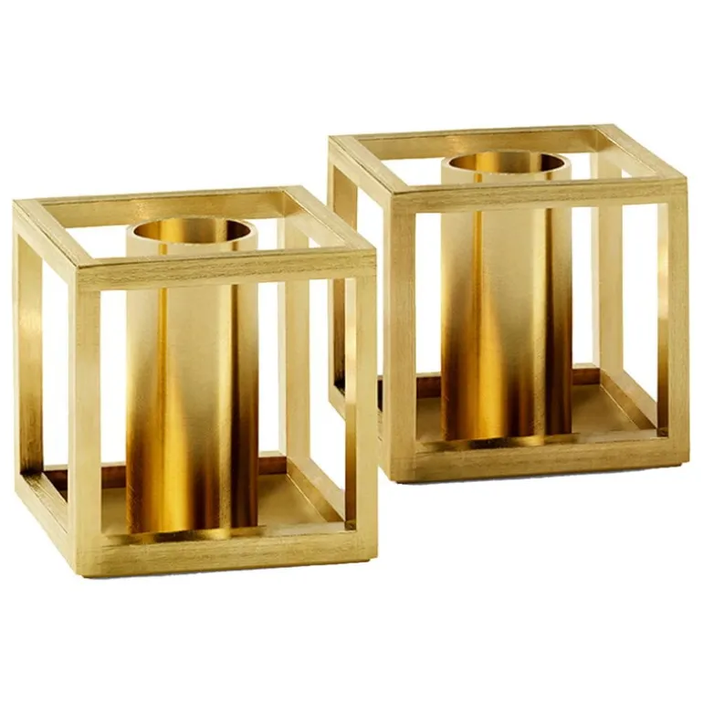 Audo Copenhagen Kubus Micro ljushållare, 2 st., guldpläterad