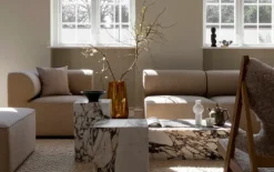 Audo Copenhagen Plinth bord, kub, Calacatta Viola-marmor