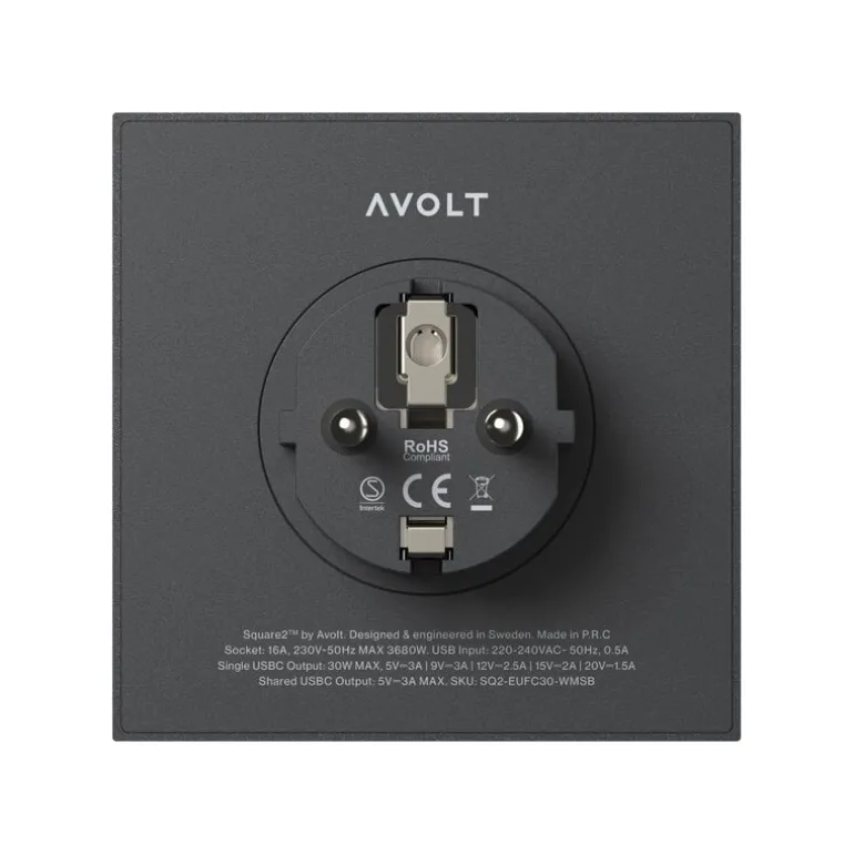 Avolt Square 2 USB-C-grenpropp, Stockholm black