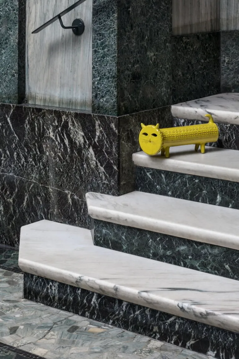 Bitossi Kattfigur, 17 x 37 cm, gul