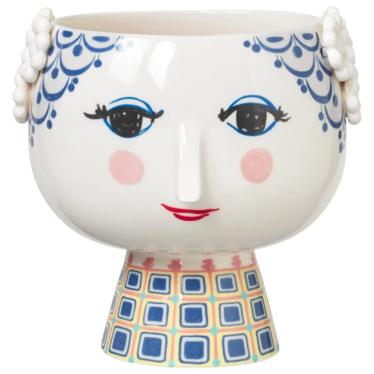 Bjørn Wiinblad Eva blomkruka med fot, 15,5 cm, blå