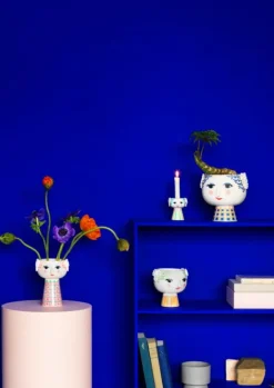 Bjørn Wiinblad Eva blomkruka med fot, 15,5 cm, blå