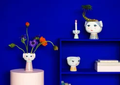 Bjørn Wiinblad Eva blomkruka med fot, 15,5 cm, blå