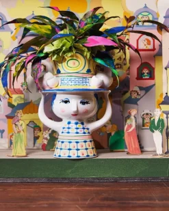 Bjørn Wiinblad Lady with Hat vas, 20,5 cm, blå