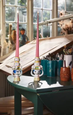 Bjørn Wiinblad Lady with Hat ljushållare, 16 cm, rosenröd - rosa