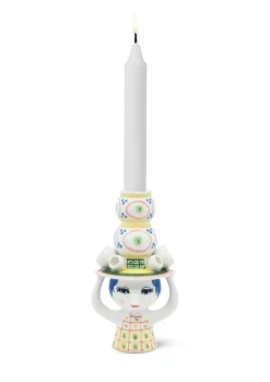 Bjørn Wiinblad Lady with Hat ljushållare, 16 cm, rosenröd - rosa