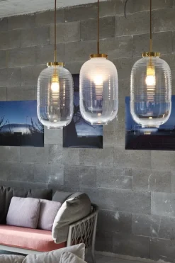 Bomma Lantern pendellampa, klar - patina guld